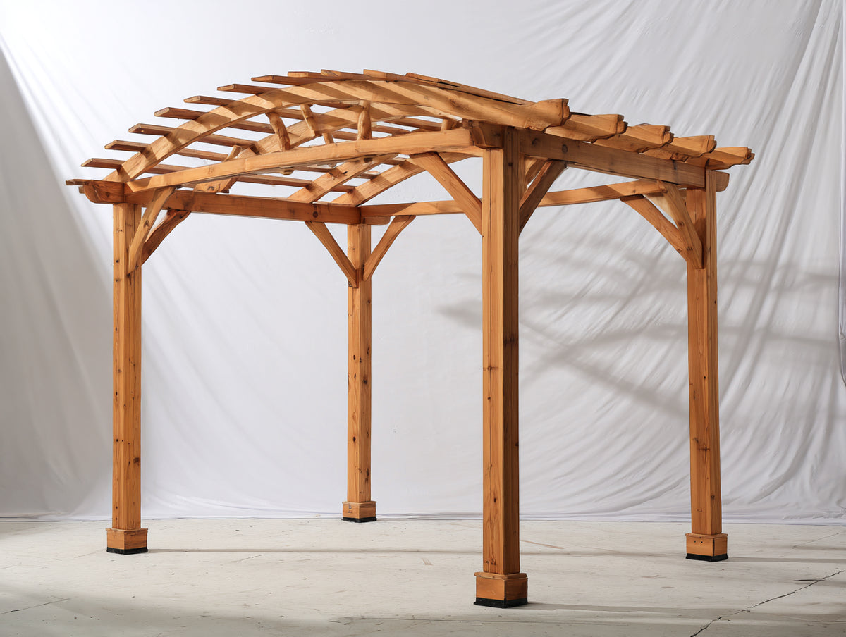 Pavillon Massivholz 300x300x250 cm - Naturbraun - Offener Gartenpavillon mit Pergoladach
