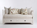 Schlafsofa aus Holz 200 x 90 x 95 cm - Weiß Beige - klassisches Tagesbett Design mit 2 Schubladen und gepolsterter Sitzfläche