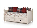 Schlafsofa Massivholz 200x95x90 cm - Cremeweiß - Klassisches Tagesbett mit 2 Schubladen und Seitenteilen