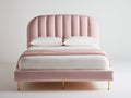 Doppelbett mit Stoffbezug 200 x 180 x 120 cm - Rosa-Gold - Gepolstertes Paneelkopfteil und Metallfüße
