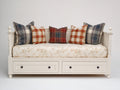 Schlafsofa aus Holz 210x100x100 cm - Cremeweiß-Beige - Gepolsterte Liegefläche mit 2 Schubladen im Landhausstil