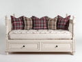 Schlafsofa aus Holz 190 x 90 x 95 cm - Weiß-Creme - Mit 2 Schubladen und gepolsterter Liegefläche