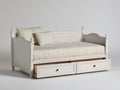 Schlafsofa aus Holz 205 x 95 x 100 cm - Weiß Beige - klassisches Tagesbett Design mit 2 Schubladen und gepolsterter Liegefläche