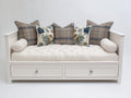 Schlafsofa Massivholz 200x95x90 cm - Cremeweiß - Klassisches Tagesbett mit 2 Schubladen und gepolsterter Liegefläche