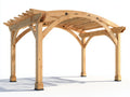 Pavillon aus Holz 400 x 300 x 250 cm - Naturholz - Pergola-Design mit gebogenem Lamellendach und geschwungenen Streben