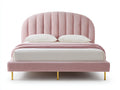 Doppelbett mit Stoffbezug 200 x 180 x 120 cm - Rosa-Gold - Gepolstertes Paneelkopfteil und Metallfüße