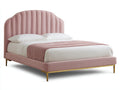 Doppelbett Stoff und Metall 210x180x120 cm - Altrosa und Gold - Modernes Polsterbett mit geschwungenem Kopfteil